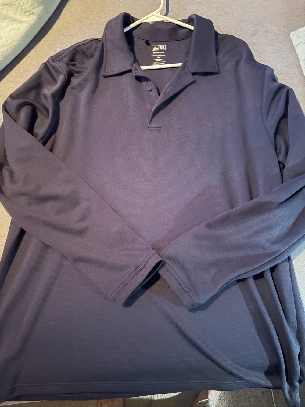 adidas Men's Long Sleeve Polo Shirt - Dark Gray